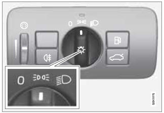 Headlight control in position for parking lights