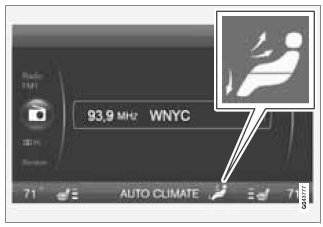 Air distribution is shown in the center console display