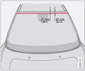 Section of the windshield where the IR-coating is