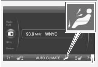 Air distribution is shown in the center console display