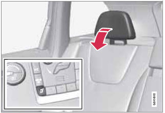 Automatically folding down the rear seats outboard head restraints