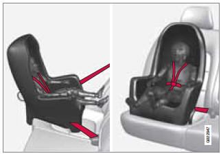 Route the seat belt through the convertible seat