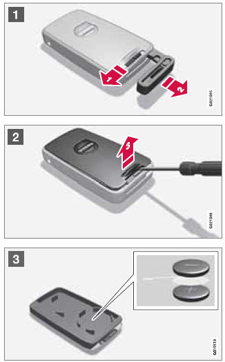 Battery type CR 2430, 3 V (one battery in the remote key, two batteries in the