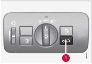 Press the button on the lighting panel (1) to unlock and pop open the trunk