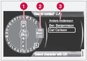 Searching for contacts using the text wheel