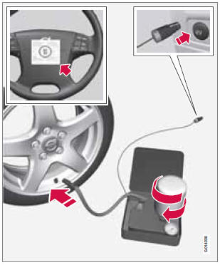 Temporarily repairing a flat tire is done in two stages: