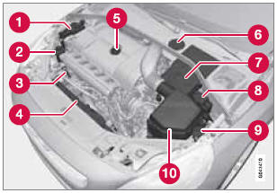 The appearance of the engine compartment may vary depending on engine model.