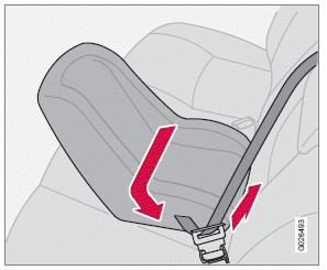 Positioning the seat belt through the infant seat