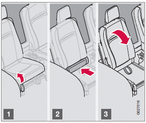 Folding the backreststhird row of