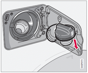 The fuel filler cap can be placed on the hook on