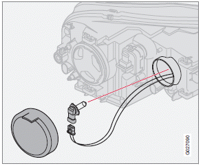 1. Remove the rubber cover over the bulb by