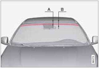 Section of the windshield where the IR-coating is not applied