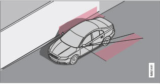The vehicle's own shadow against a large, light, smooth surface such as