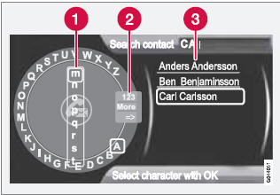 Searching for contacts using the text wheel