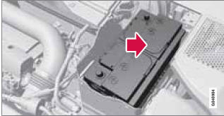 2. Move the battery inward and to the side
