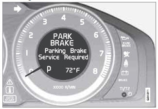 Park brake not fully released  A fault is preventing the parking brake from